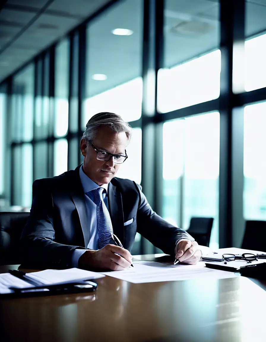 A financial consultant working with healthcare professionals in a modern office.